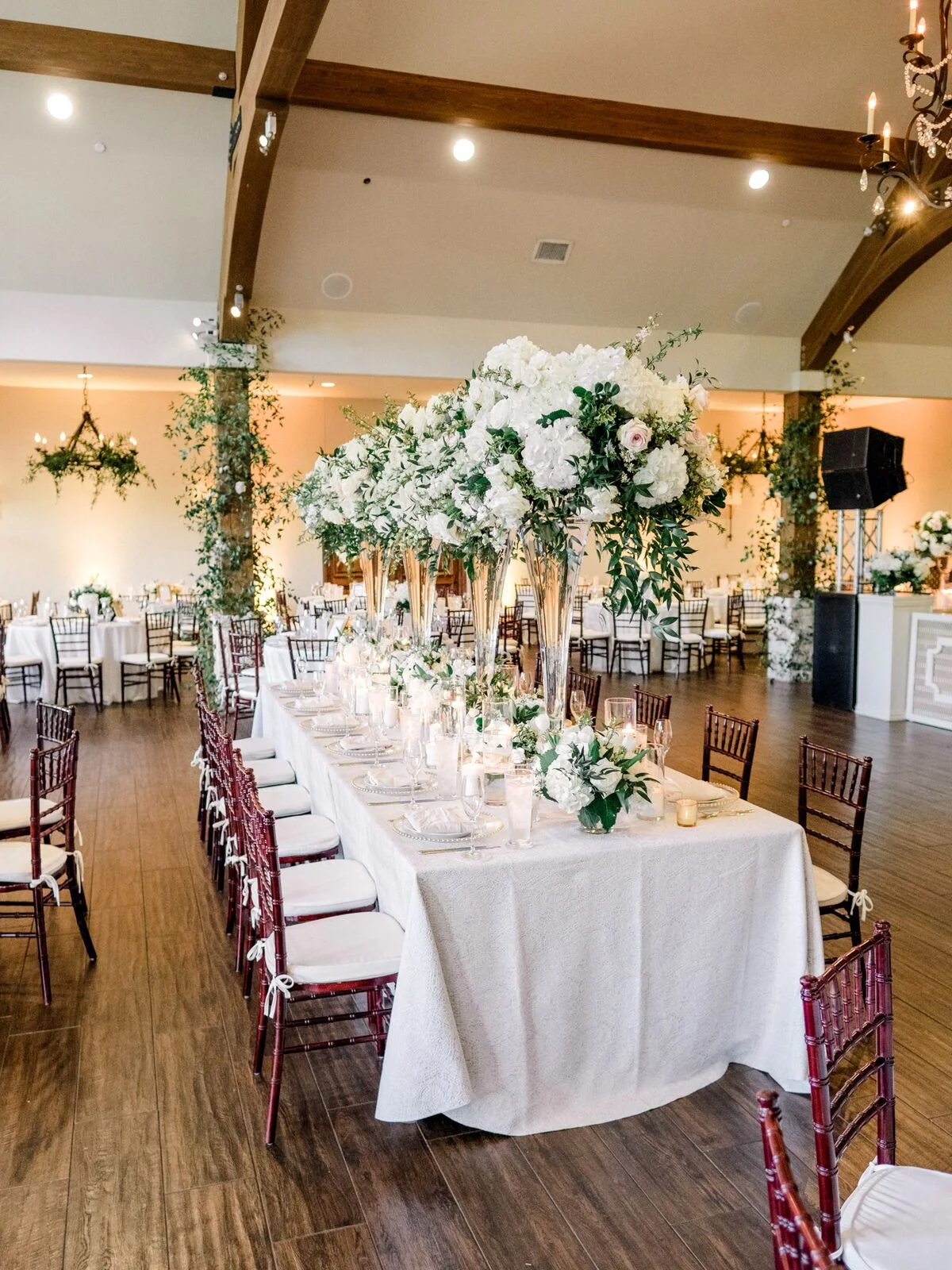 Reception centerpiece and tablescape design